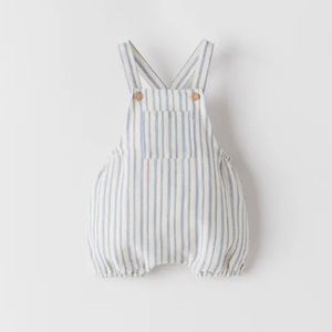 Striped Overall Shorts